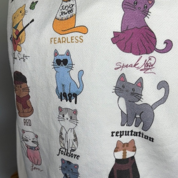 White Taylor Swift Cat-Themed Sweatshirt - Picture 2 of 10
